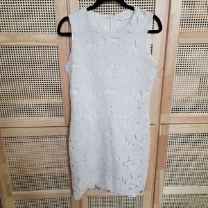 Calvin Klein Floral Cutout Shift Dress Sz 8 Medium White